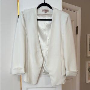 Philosophy White Blazer Tailored 3/4 Sleeve Open Front